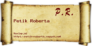 Petik Roberta névjegykártya